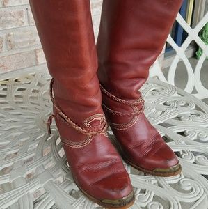 Vintage gypsy style red zodiac cowboy boots